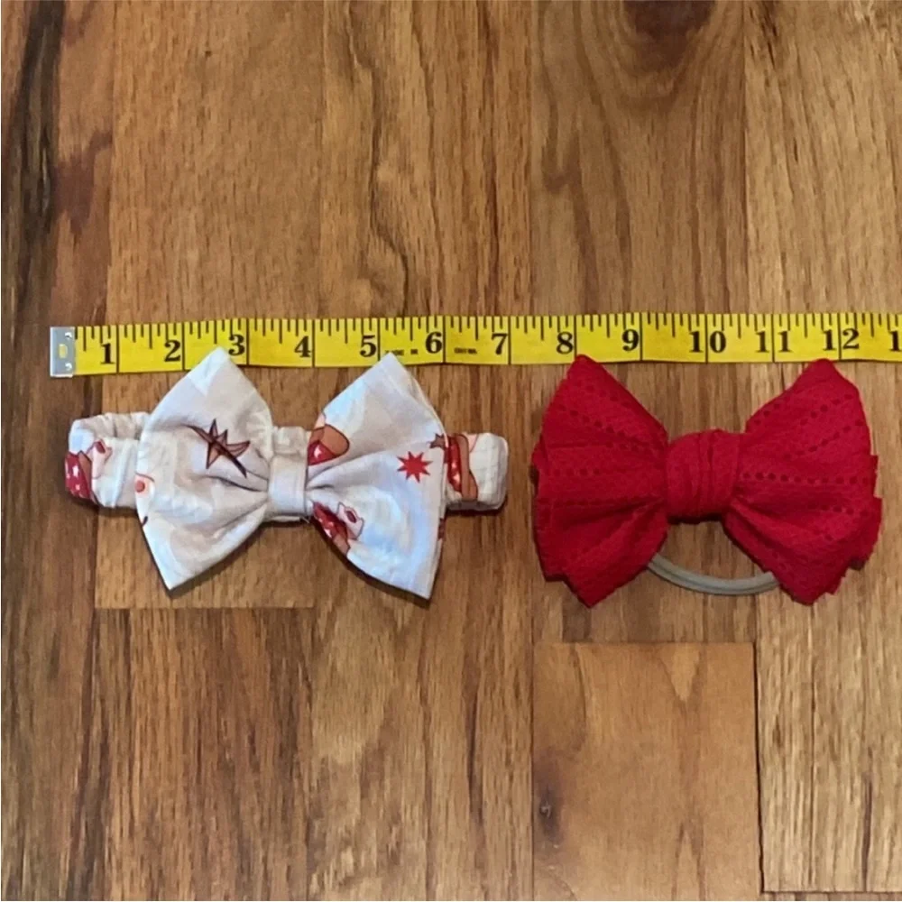 Christmas Holiday Theme Baby Headband Bows Baby Girl Set of 2